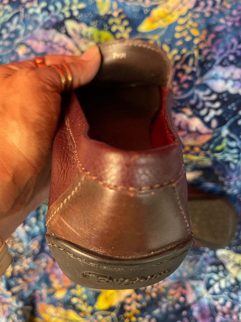 Brighton Native Burgundy Tooled Leather Slip On Loafer Women’s size 7.5 - Picture 7 of 7
